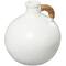 13" White Ceramic Jug Inspired Vase with Rattan Wrapped Handle